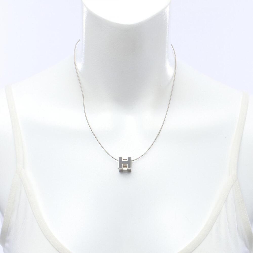Hermes Cage d'H H-Cube Necklace, Stainless Steel Jewelry, Women's, Silver/Black - Picture 5 of 7